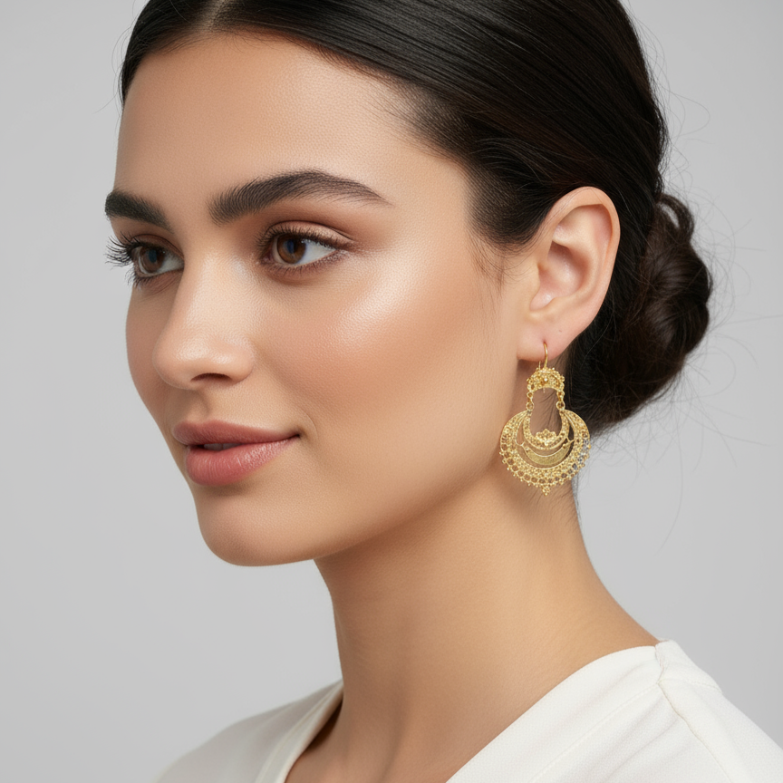 Boucles d'oreilles pendantes Arrecadas [Argent plaqué or]