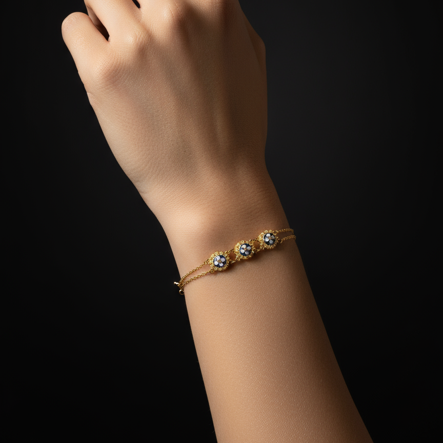 Enamel Flower Bracelet [19.2KT. Gold] - Caramujo