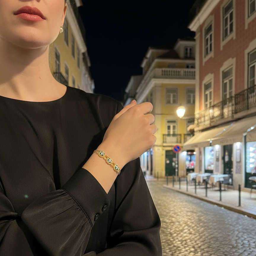 Enamel Flower Bracelet [19.2KT. Gold] - Caramujo
