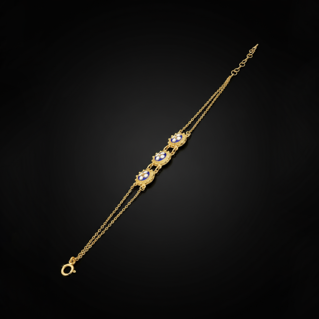 Enamel Flower Bracelet [19.2KT. Gold] - Caramujo