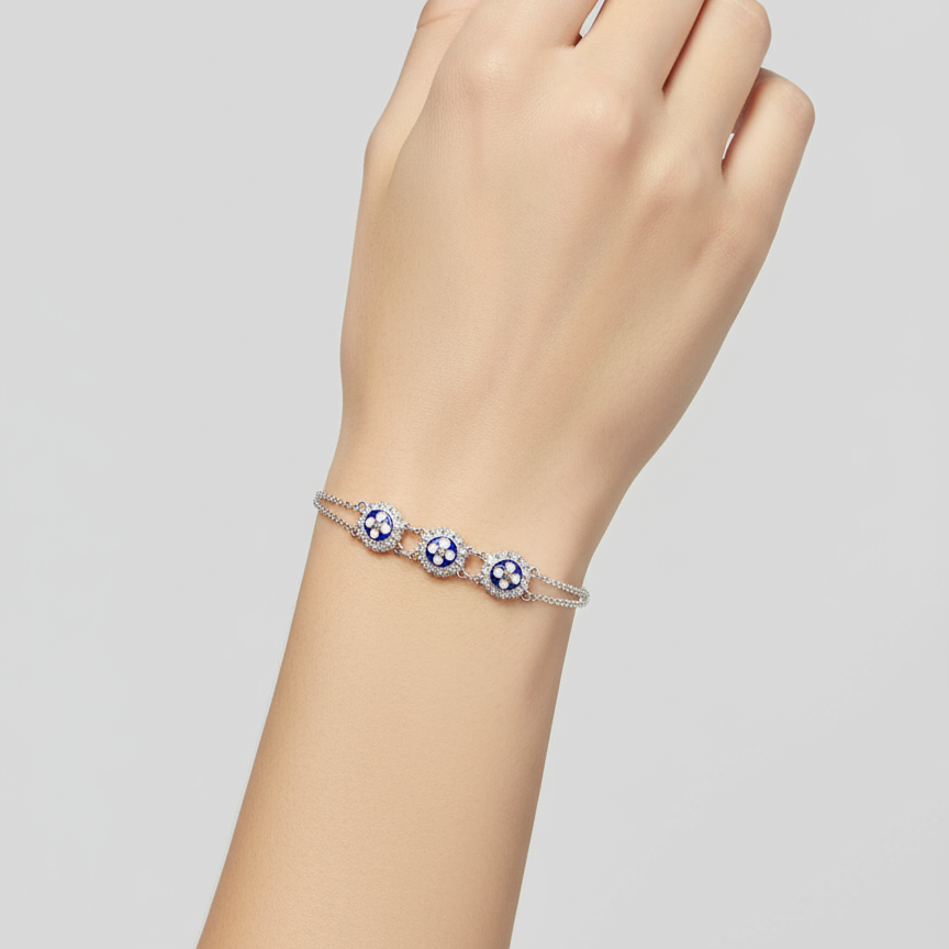 Enamel Flower Bracelet [Silver] - Caramujo