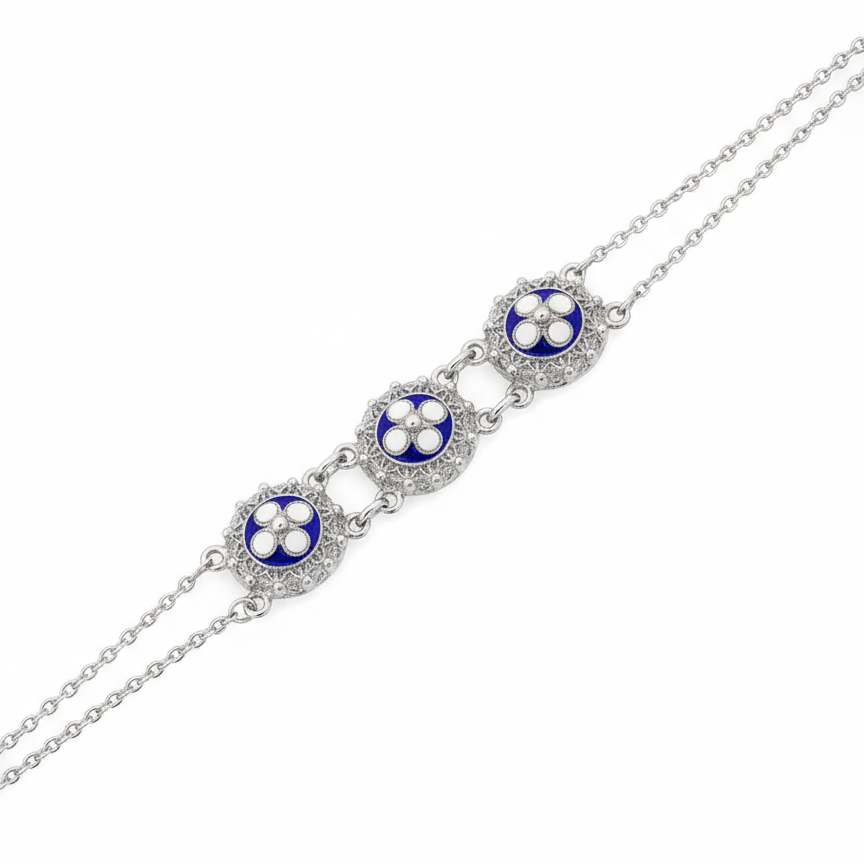Enamel Flower Bracelet [Silver] - Caramujo