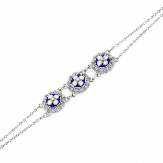Enamel Flower Bracelet [Silver] - Caramujo