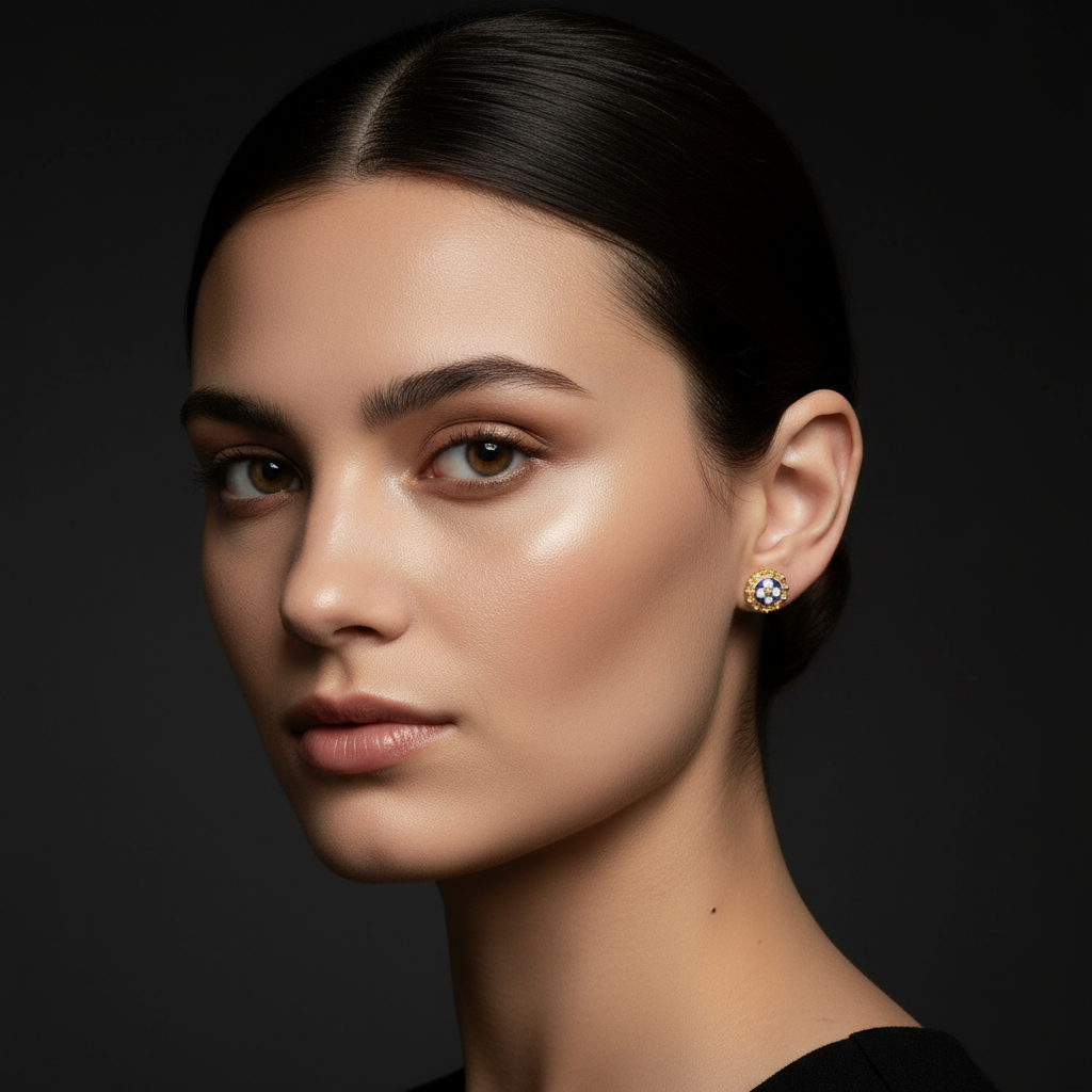 Enamel Flower Earrings [19.2KT. Gold] - Caramujo