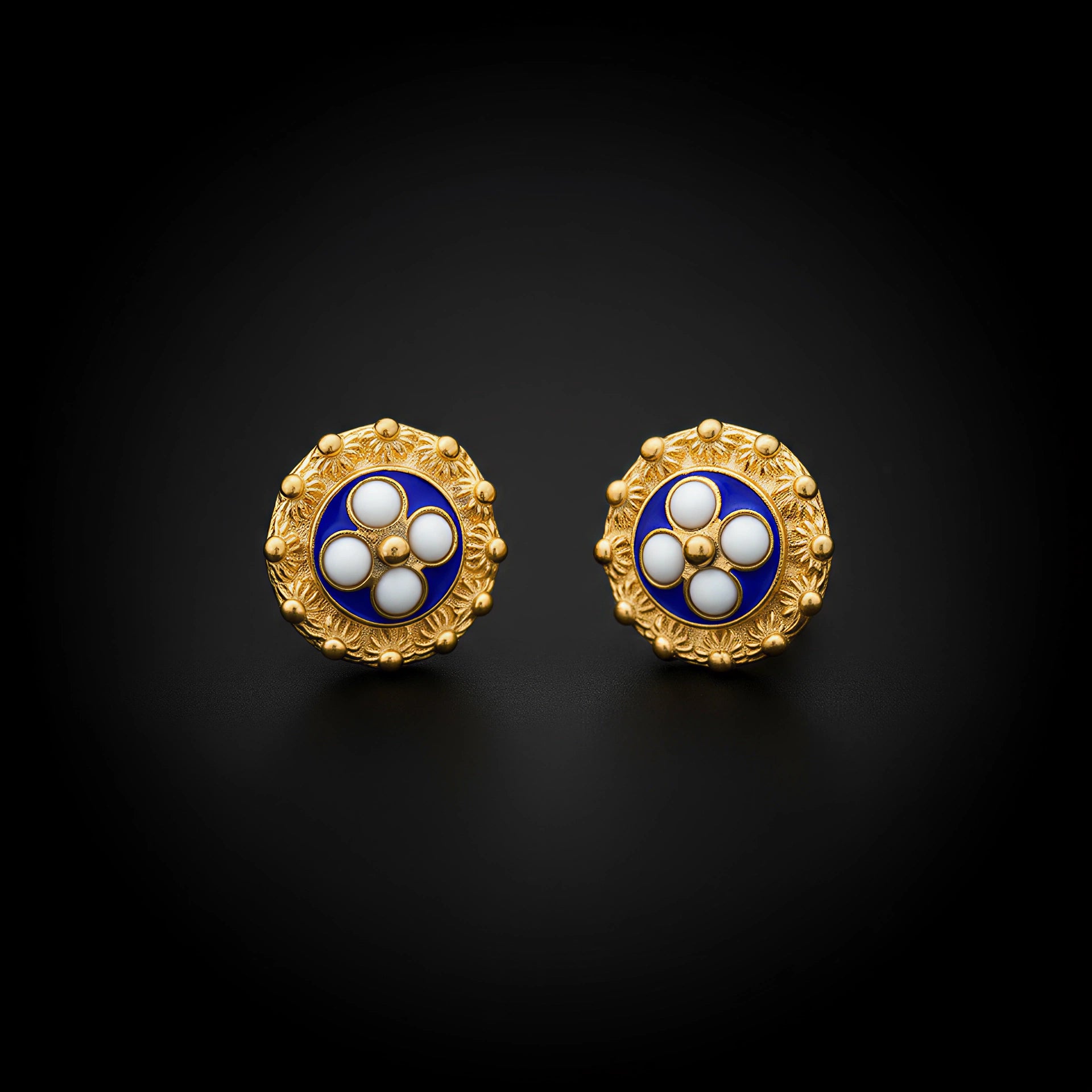 Enamel Flower Earrings [19.2KT. Gold] - Caramujo