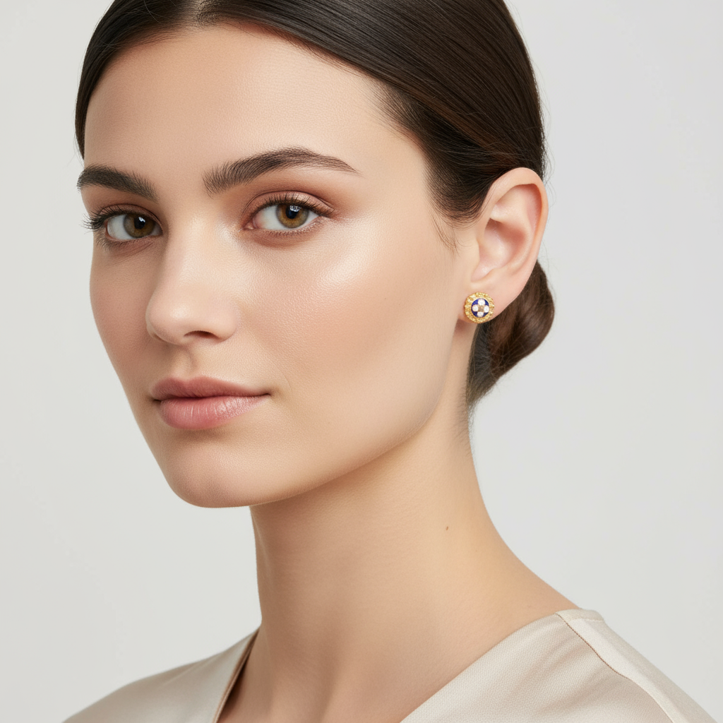 Enamel Flower Earrings [Gold Plated Silver] - Caramujo