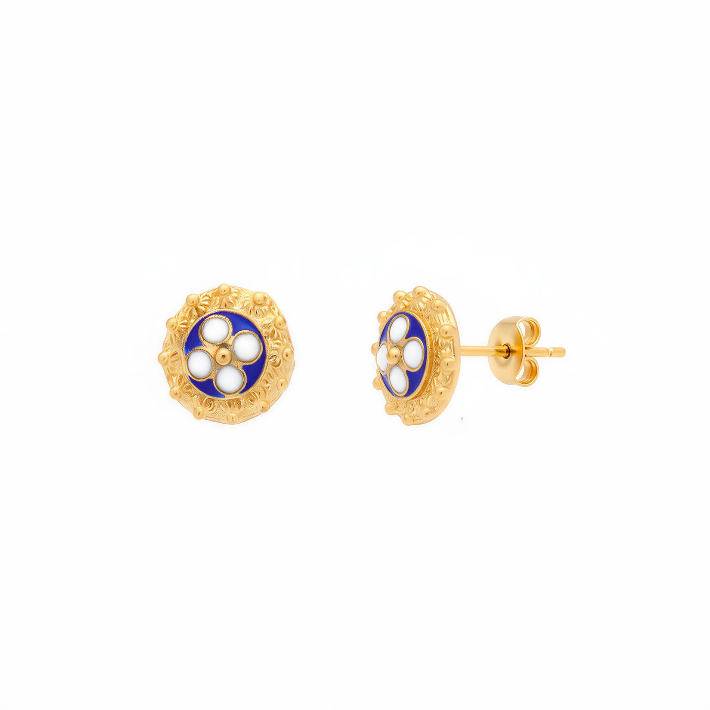 Enamel Flower Earrings [Gold Plated Silver] - Caramujo