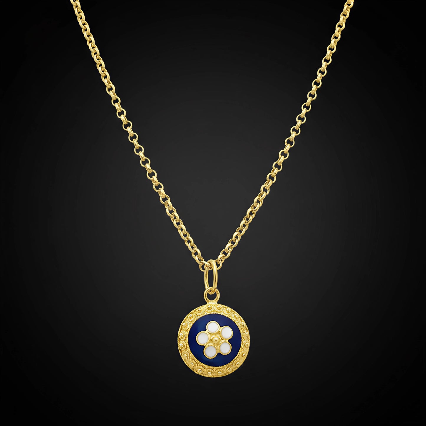 Enamel Flower Necklace [19.2KT. Gold] - Caramujo