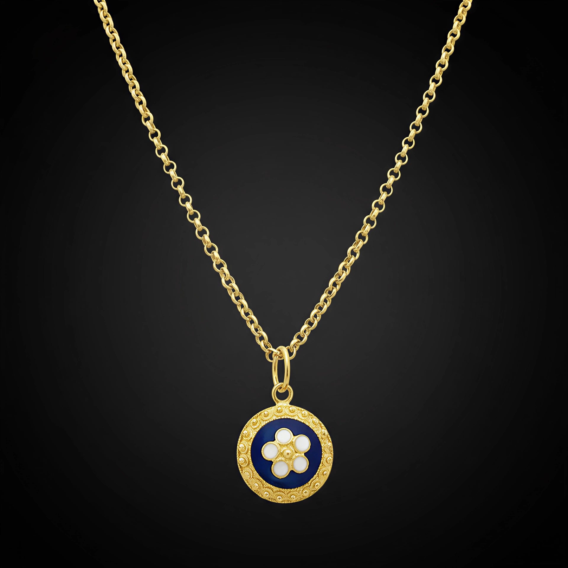 Enamel Flower Necklace [19.2KT. Gold] - Caramujo