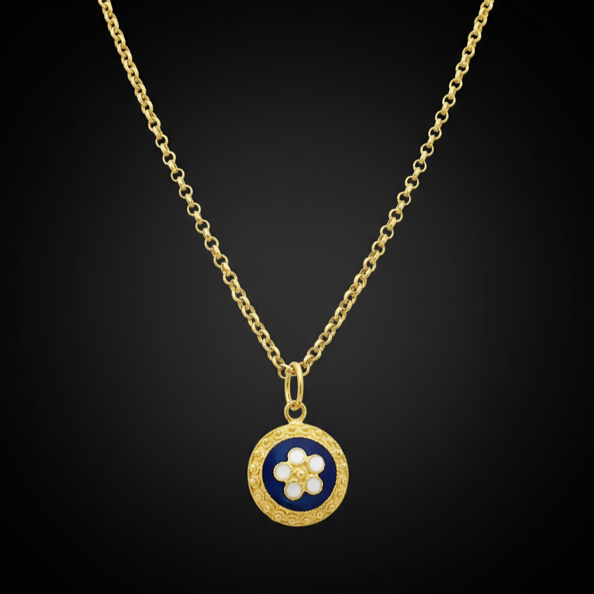 Enamel Flower Necklace [19.2KT. Gold] - Caramujo