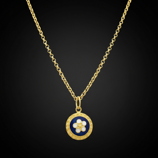 Enamel Flower Necklace [19.2KT. Gold] - Caramujo