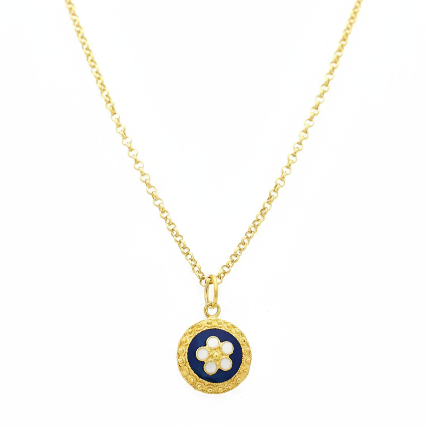 Enamel Flower Necklace [Gold Plated Silver] - Caramujo