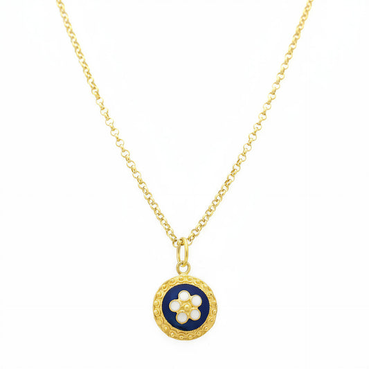 Enamel Flower Necklace [Gold Plated Silver] - Caramujo