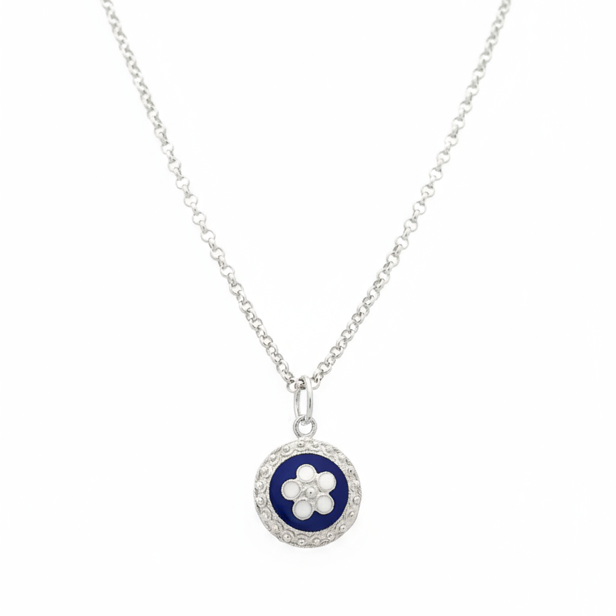 Enamel Flower Necklace [Silver] - Caramujo