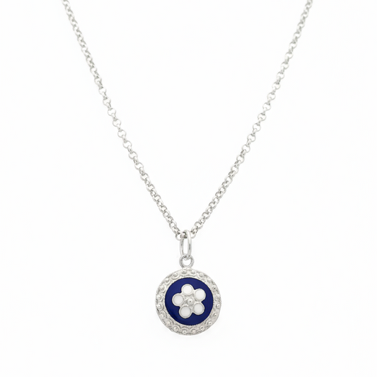 Enamel Flower Necklace [Silver] - Caramujo