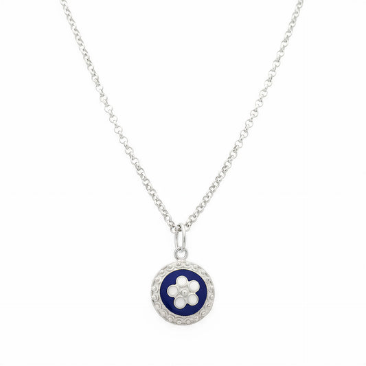 Enamel Flower Necklace [Silver] - Caramujo