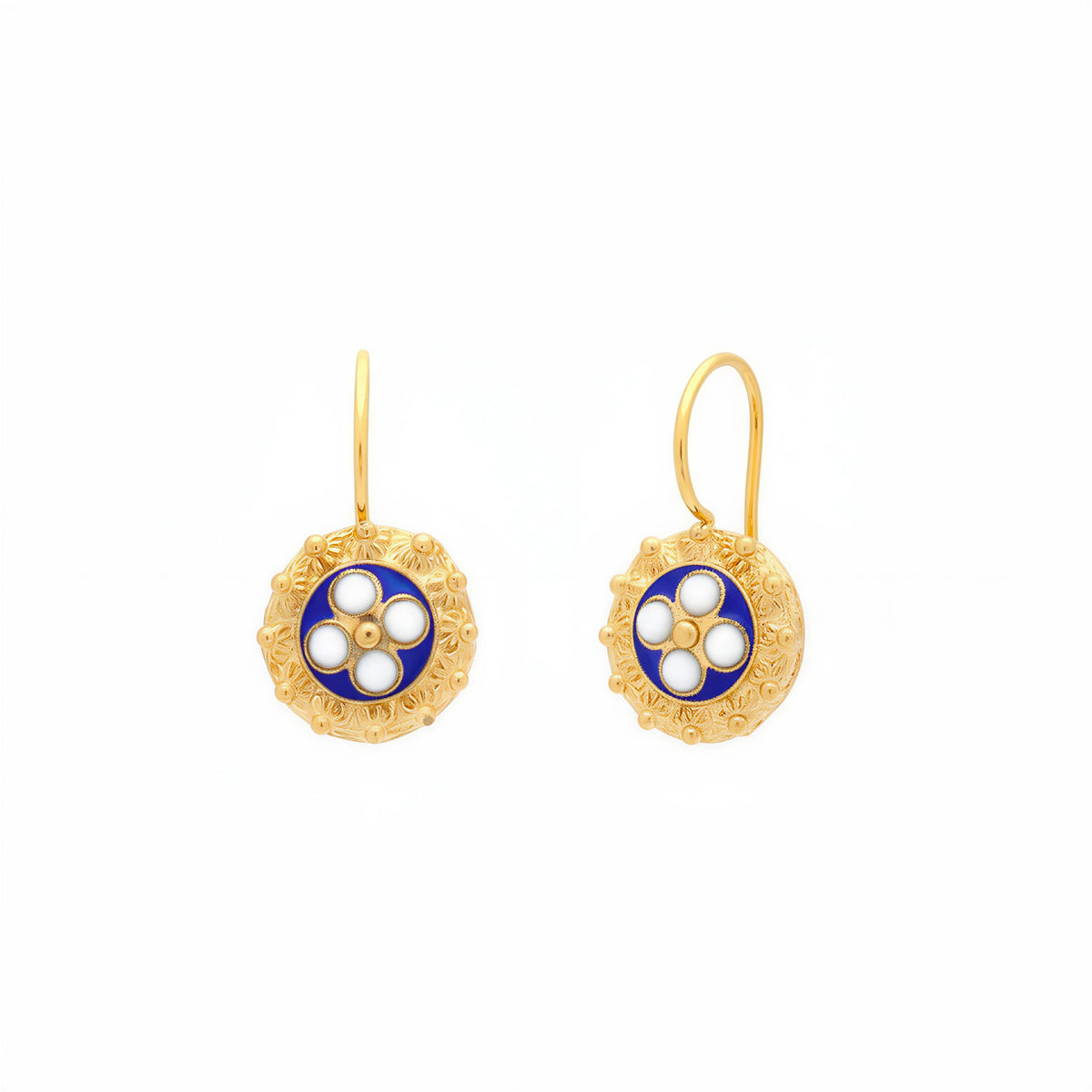 Enamel Flower Pendant Earrings