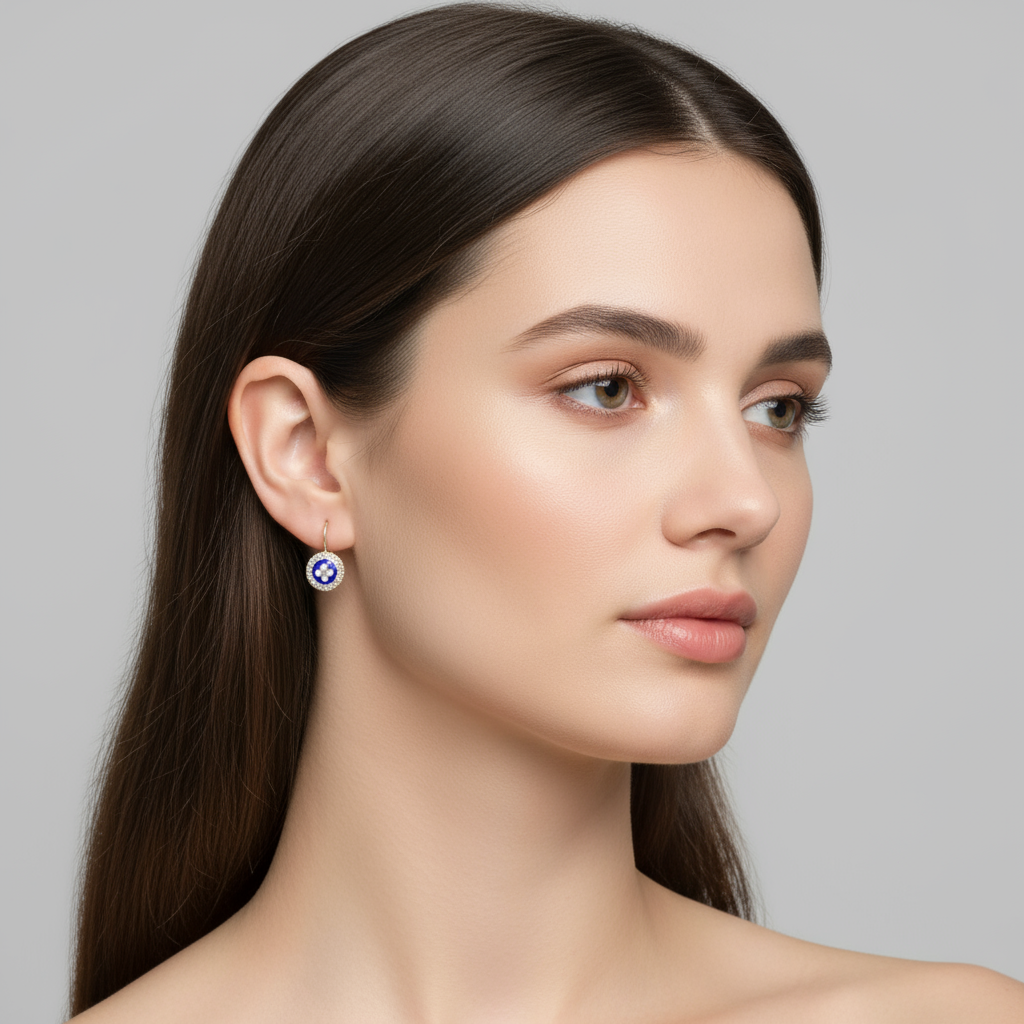 Enamel Flower Pendant Earrings [Silver] - Caramujo