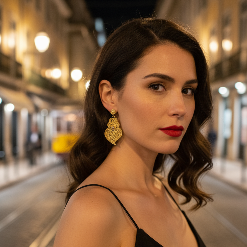 Heart of Viana Enamel Pendant Earrings L [19.2Kt. Gold]