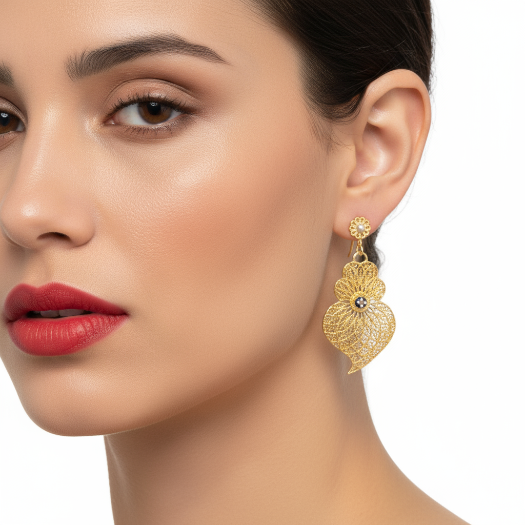 Heart of Viana Enamel Pendant Earrings L [Gold Plated Silver]