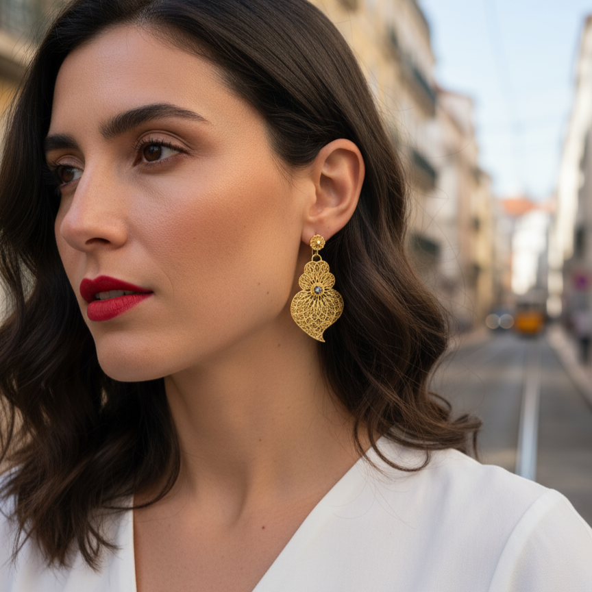 Heart of Viana Enamel Pendant Earrings L [Gold Plated Silver]