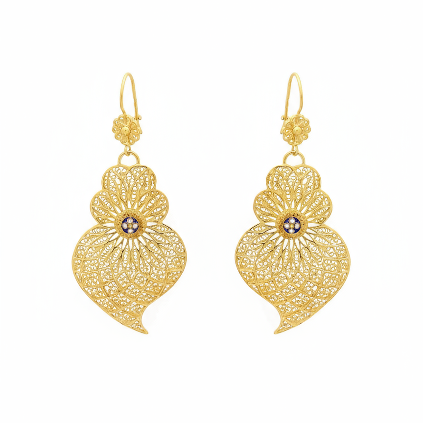 Heart of Viana Enamel Pendant Earrings L [Gold Plated Silver]