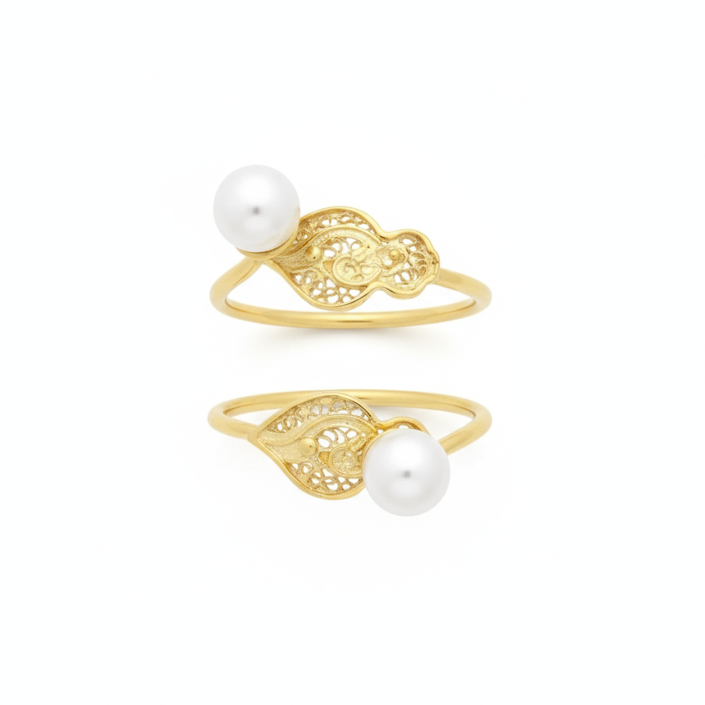Heart of Viana Pearl Ring [Gold Plated Silver]