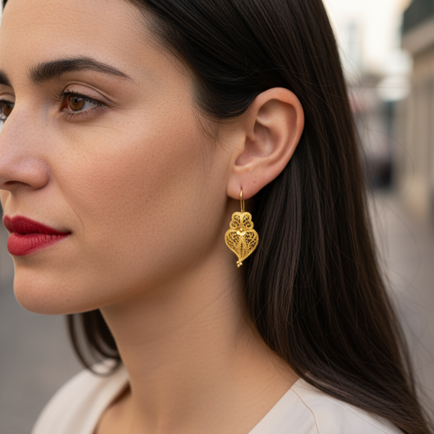 Heart of Viana Pendant Earrings M [Gold Plated Silver]