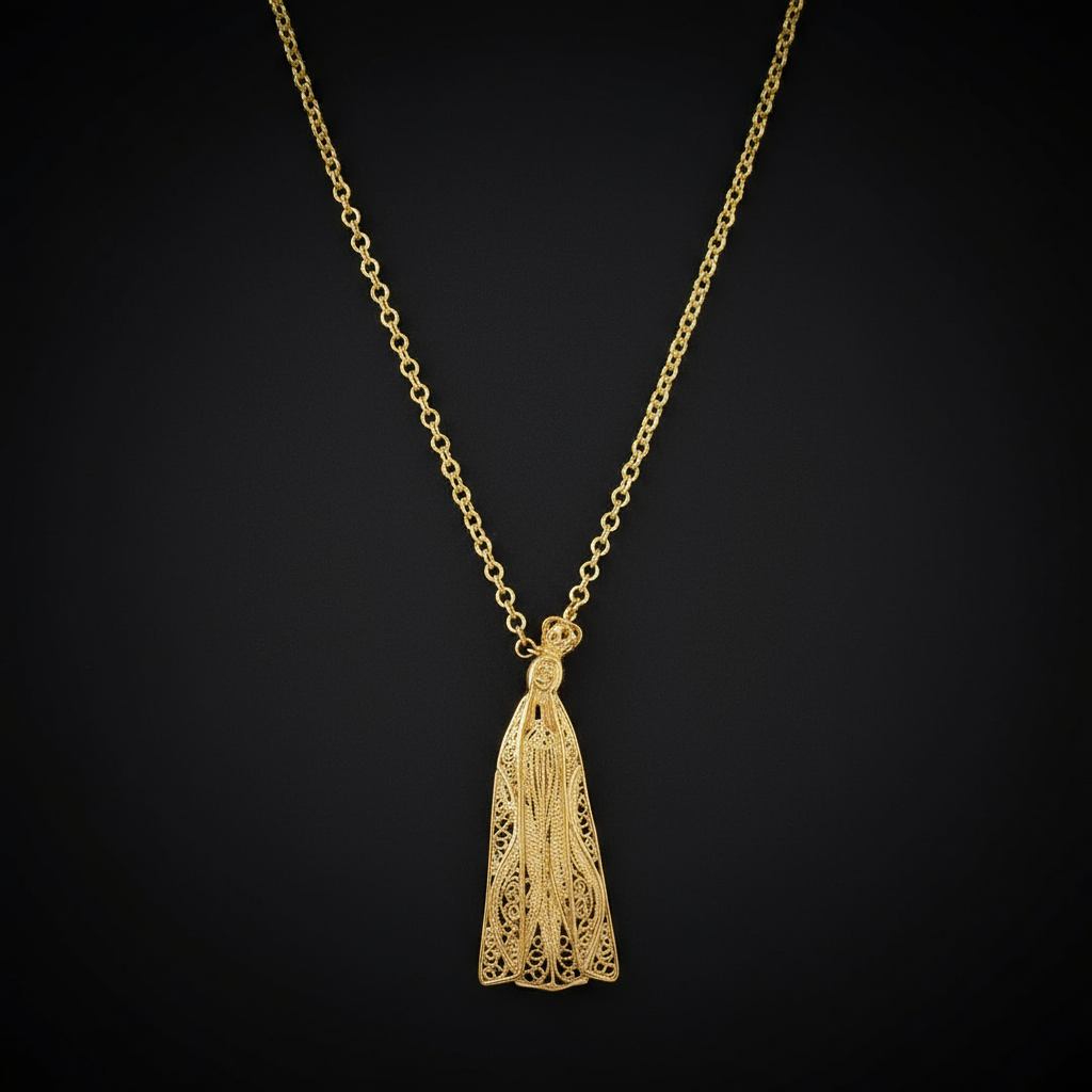 Our Lady of Fatima Filigree Necklace [19.2Kt. Gold]