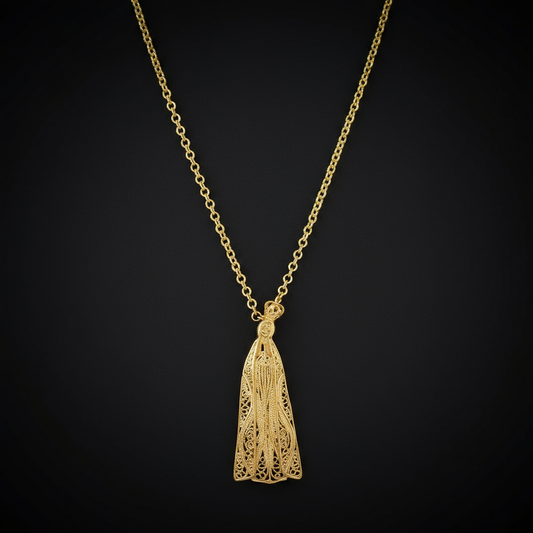 Our Lady of Fatima Filigree Necklace [19.2Kt. Gold]