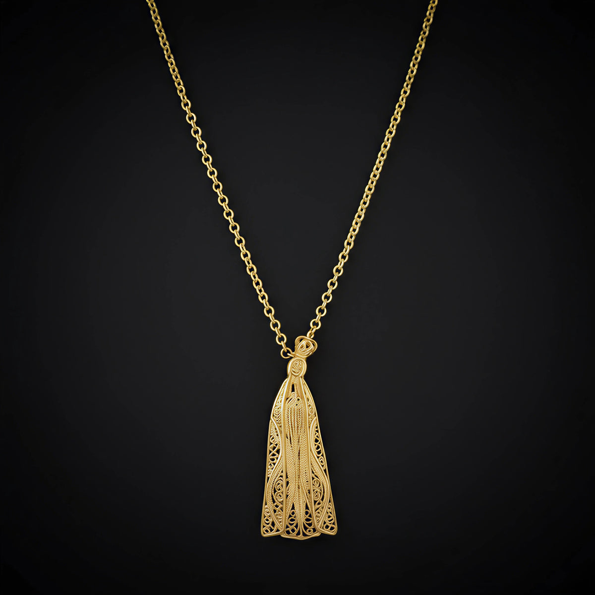 Our Lady of Fatima Filigree Necklace [19.2Kt. Gold]