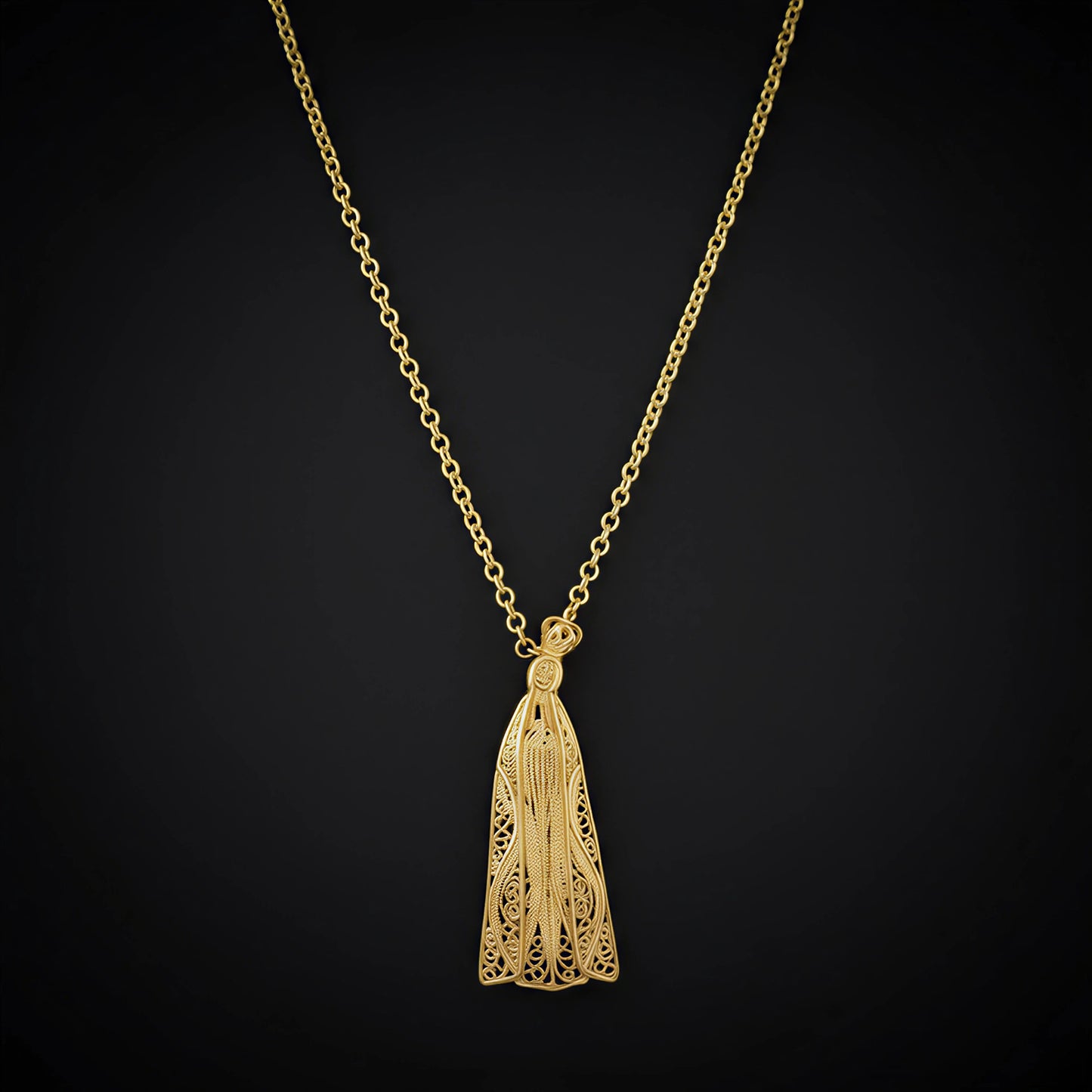 Our Lady of Fatima Filigree Necklace [19.2Kt. Gold]