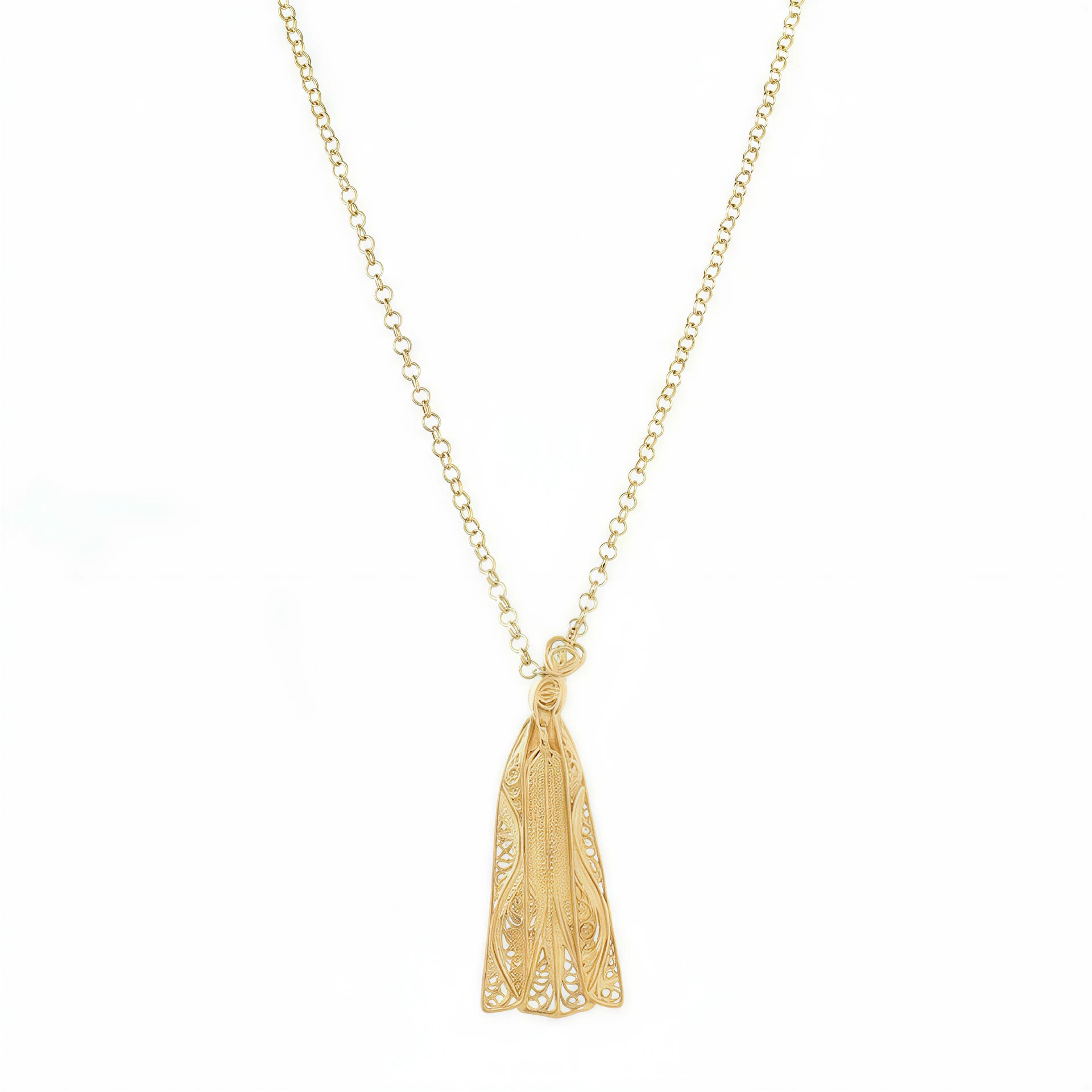 Our Lady of Fatima Filigree Necklace [Gold Plated Silver]