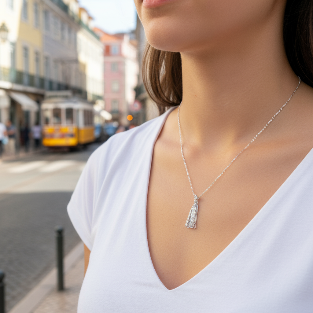 Our Lady of Fatima Filigree Necklace [Silver]