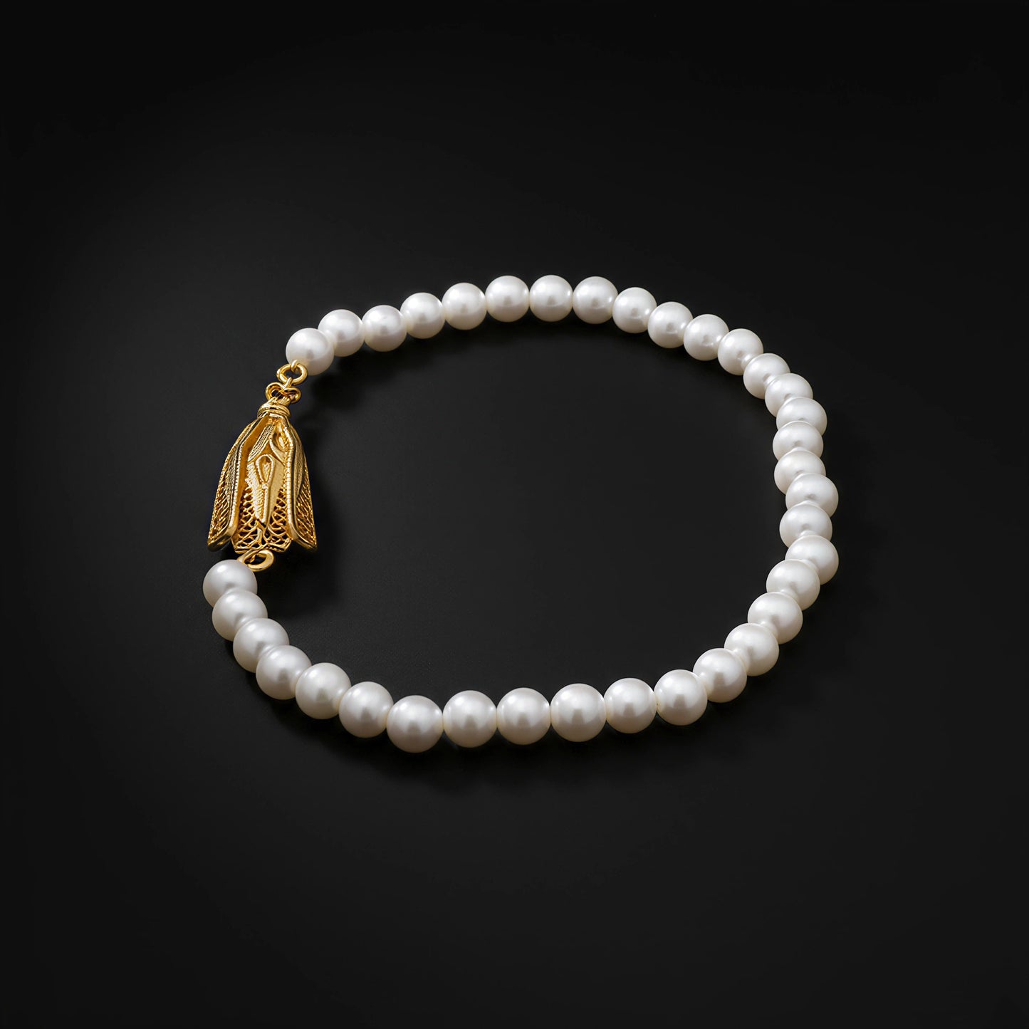 Our Lady of Fatima Filigree Pearl Bracelet [19.2Kt. Gold]