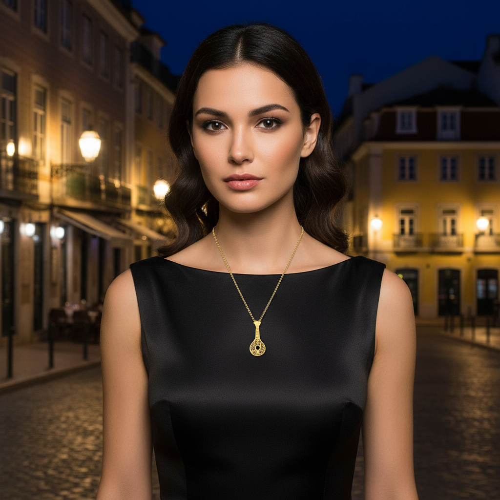 Portuguese Guitar Necklace [19.2Kt. Gold]