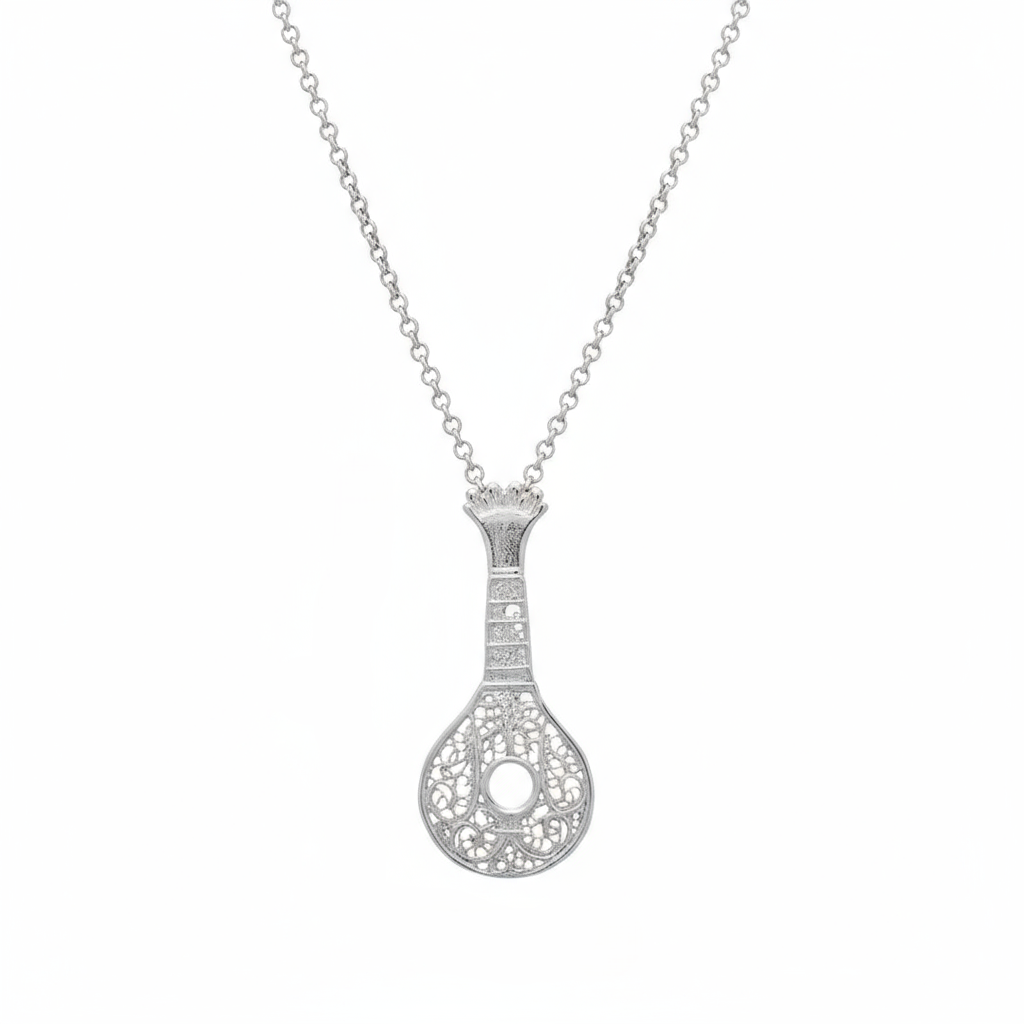 Portuguese Guitar Necklace [Silver]