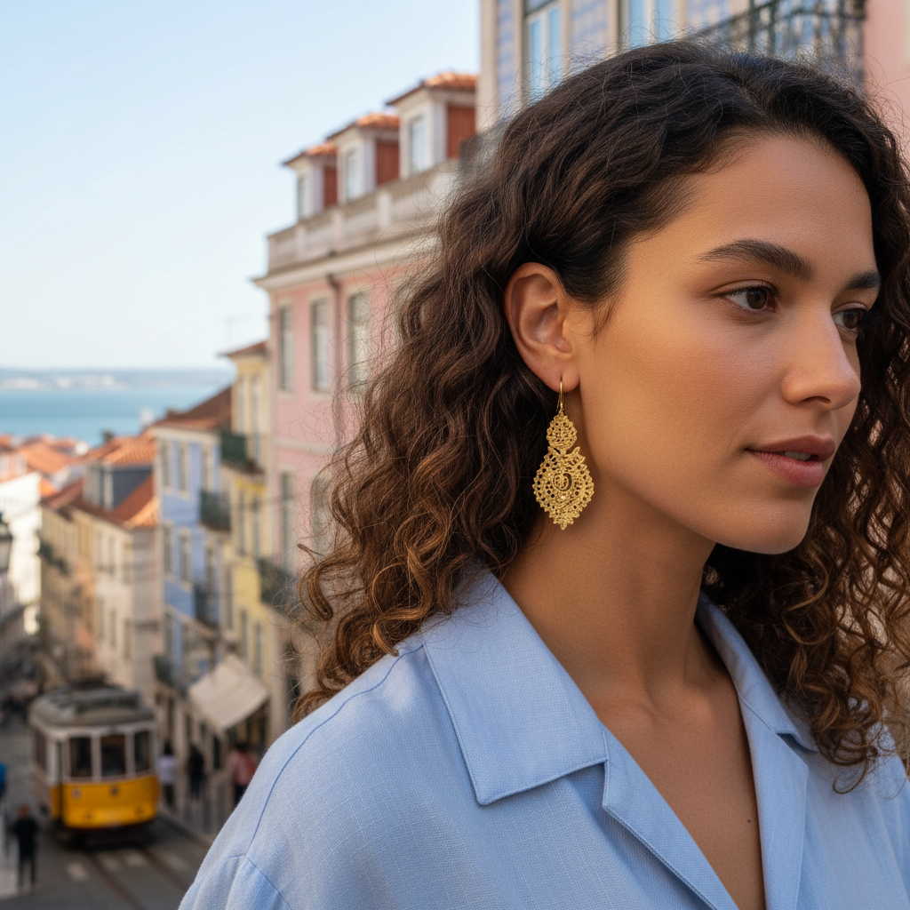 Queen Earrings [Gold Plated Silver]