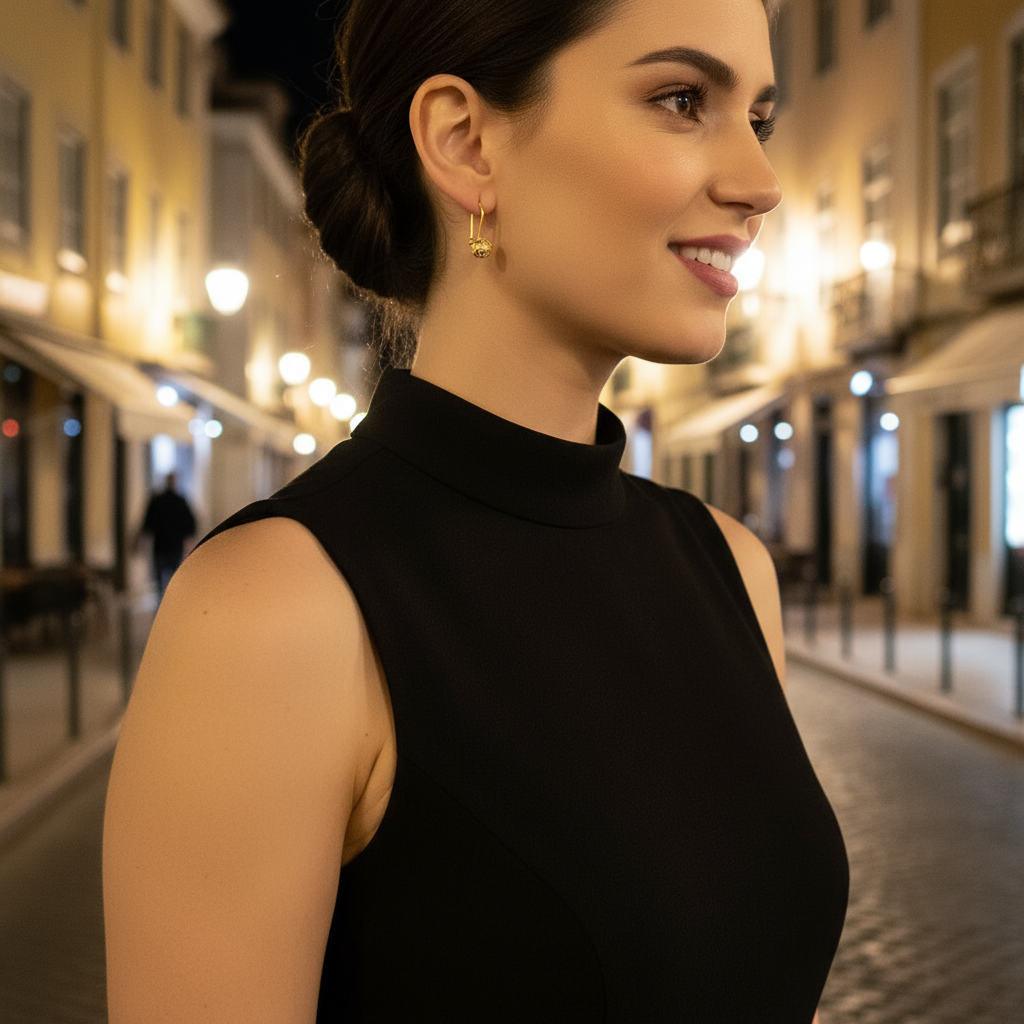 Viana Bead Pendant Earrings [19.2Kt. Gold]