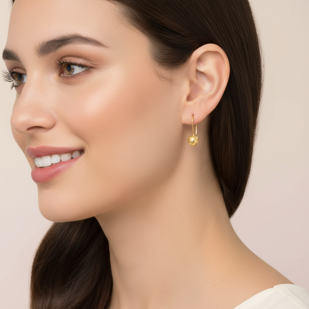Viana Bead Pendant Earrings [Gold Plated Silver]
