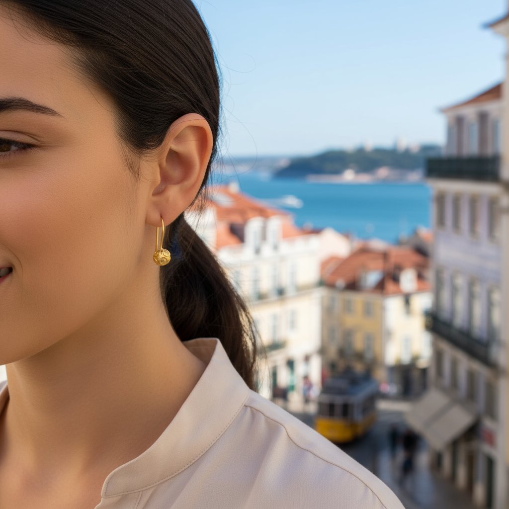 Viana Bead Pendant Earrings [Gold Plated Silver]