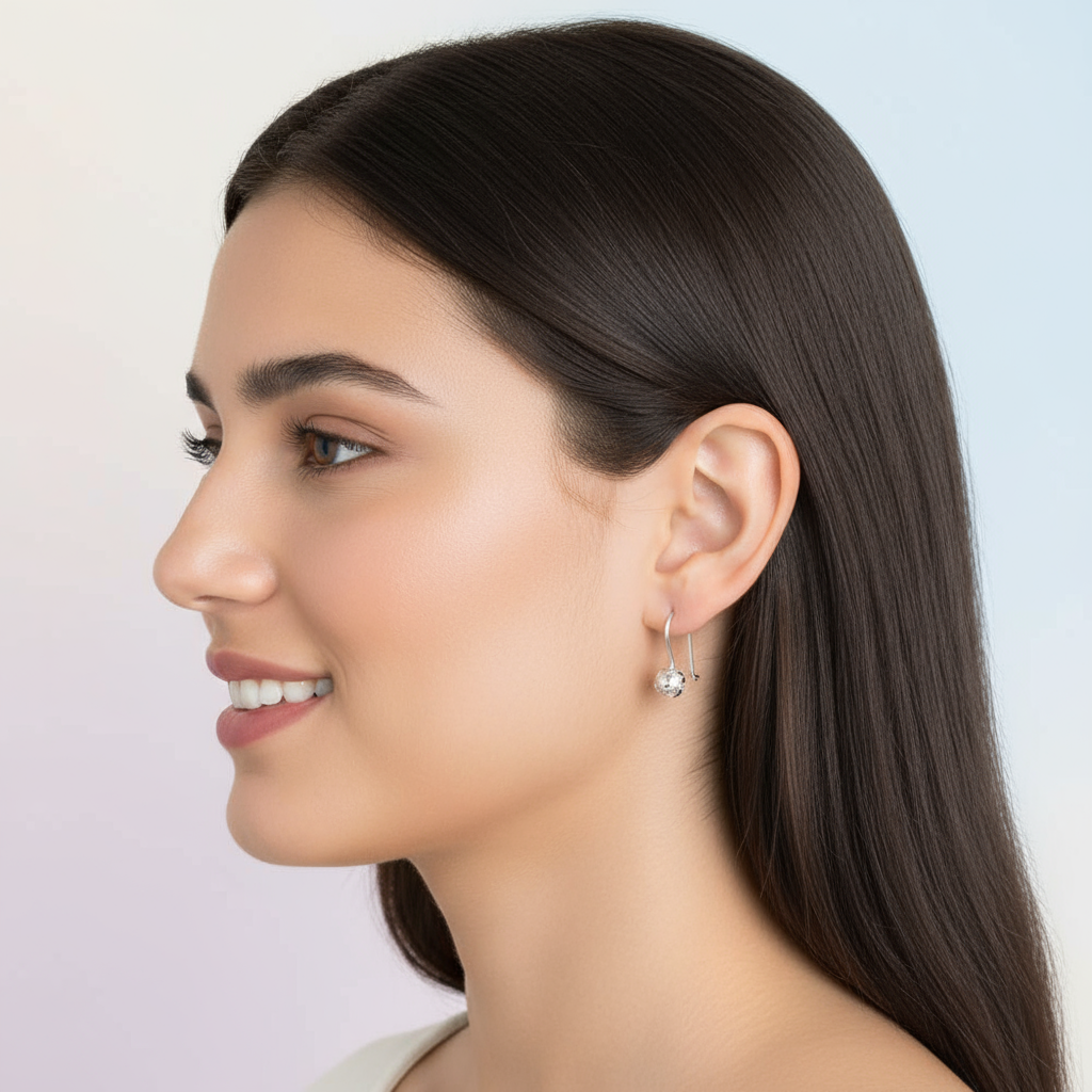 Viana Bead Pendant Earrings [Silver]