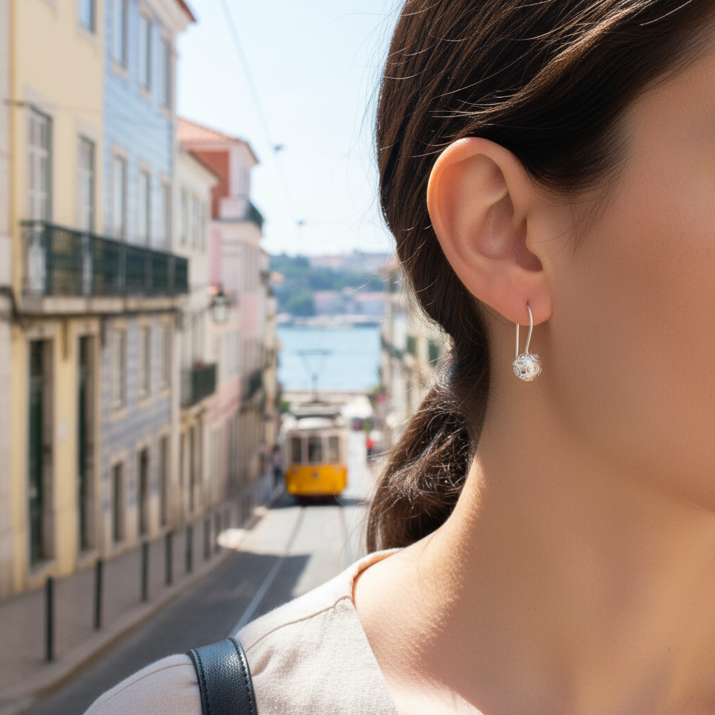 Viana Bead Pendant Earrings [Silver]