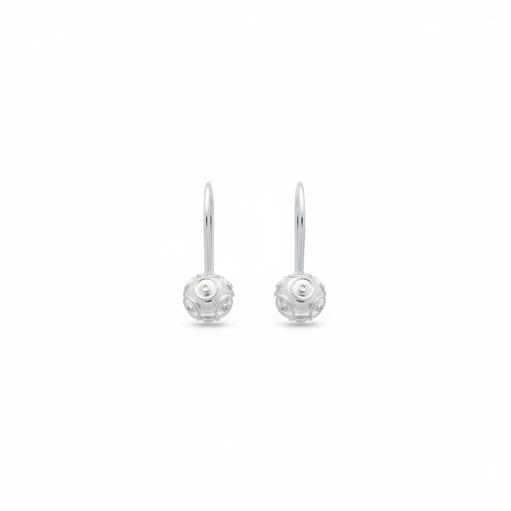 Viana Bead Pendant Earrings [Silver]