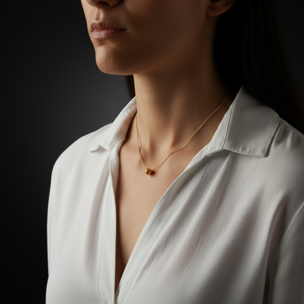 Viana Bead Solitaire Necklace [19.2Kt. Gold]