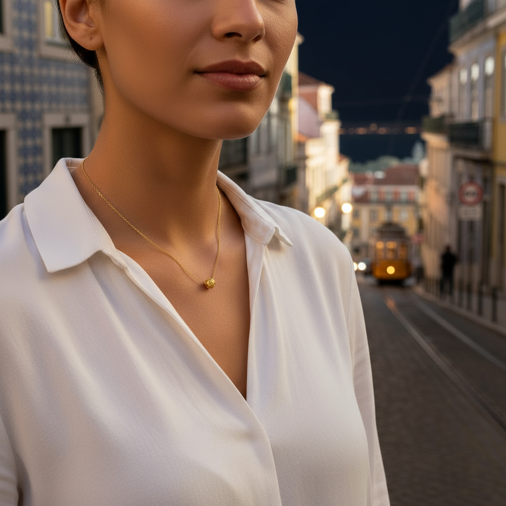 Viana Bead Solitaire Necklace [19.2Kt. Gold]