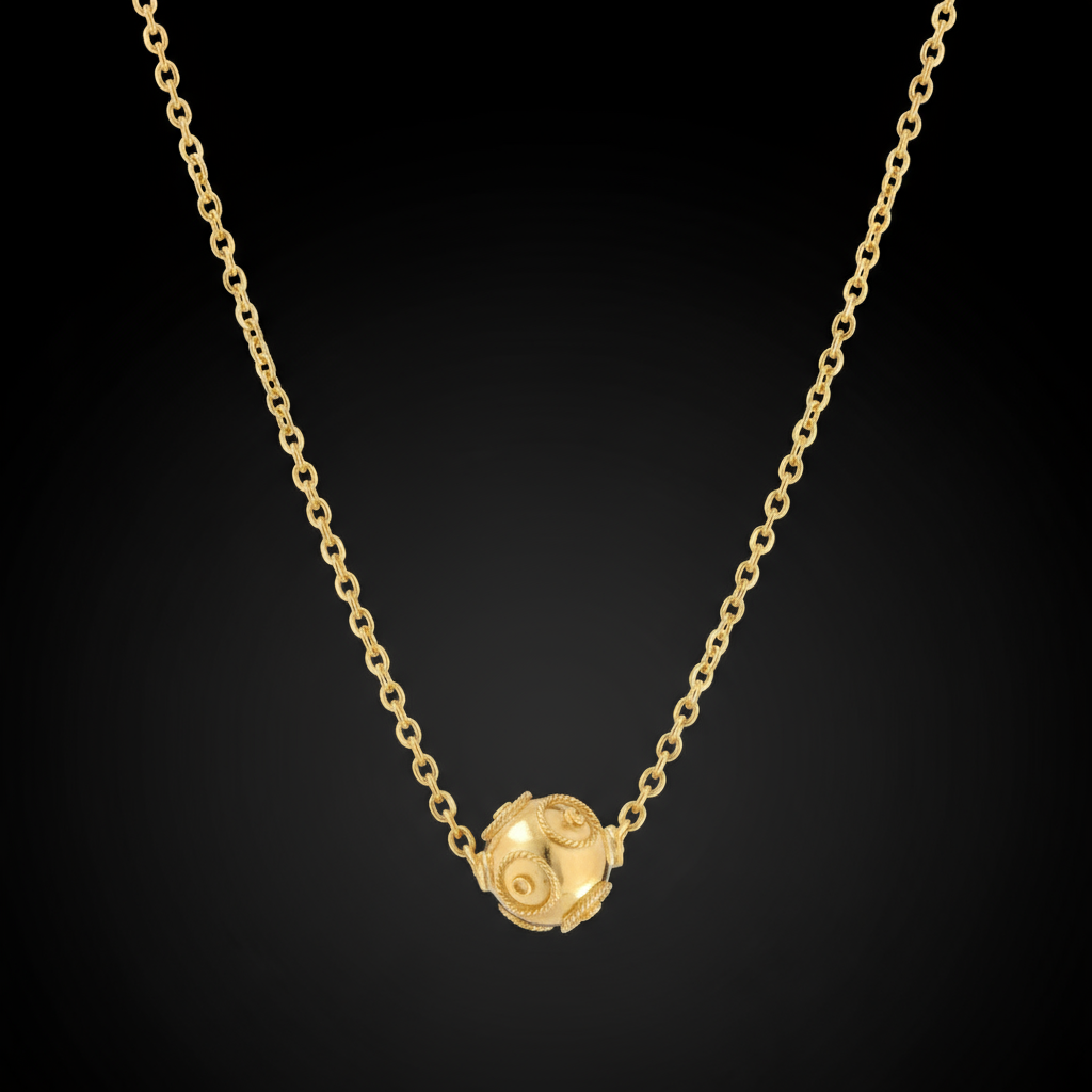 Viana Bead Solitaire Necklace [19.2Kt. Gold]