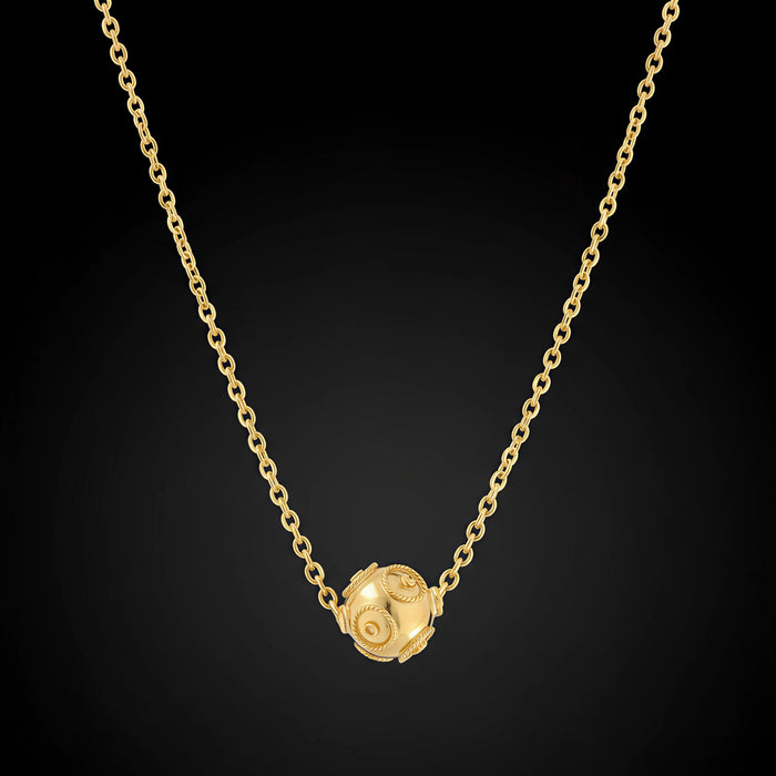 Viana Bead Solitaire Necklace [19.2Kt. Gold]