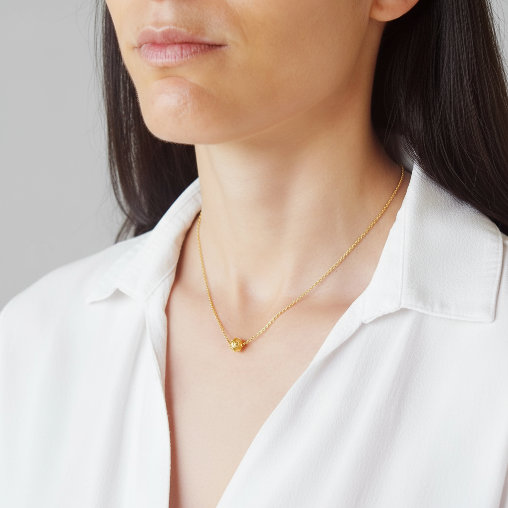 Viana Bead Solitaire Necklace [Gold Plated Silver]