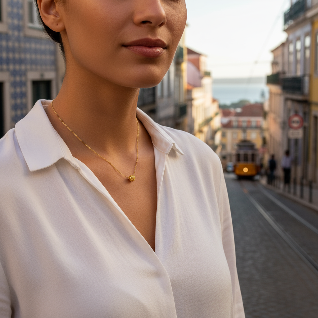 Viana Bead Solitaire Necklace [Gold Plated Silver]